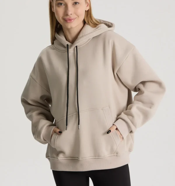 Perché Kapüşonlu Kanguru Cep 3 iplik Puf Yumuşacık (İçi Polarlı) Sweatshirt